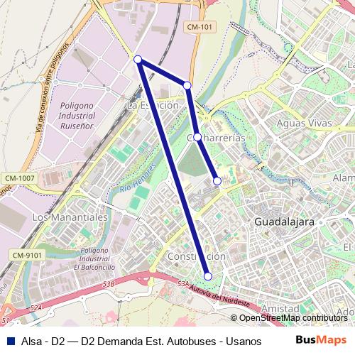 Alsa - D2 bus Line Map