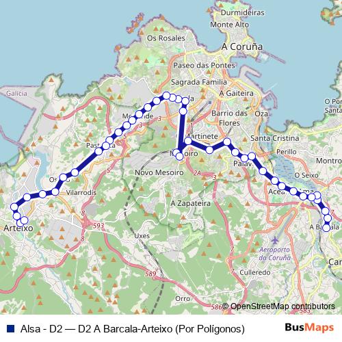 Alsa - D2 bus Line Map