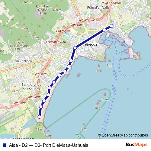 Alsa - D2 bus Line Map