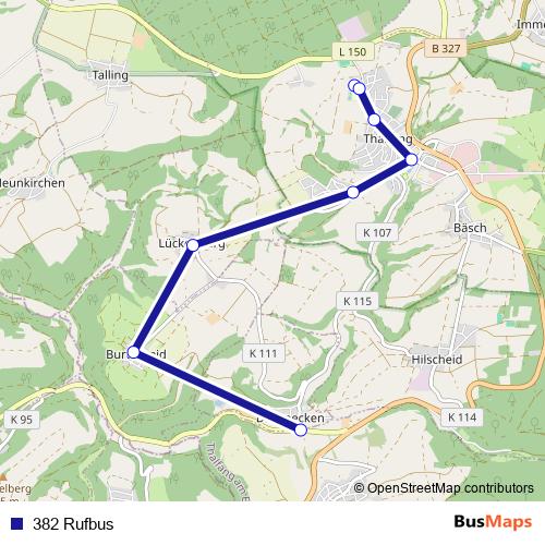 382 Rufbus bus Line Map