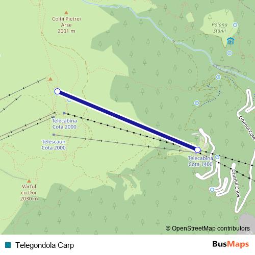 Telegondola Carp cable-car Line Map