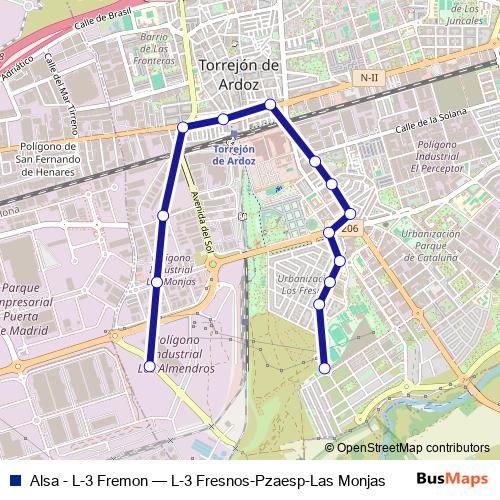 Alsa - L-3 Fremon bus Line Map