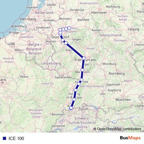 ICE 100 rail Line Map