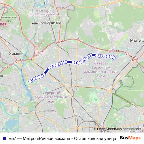 м57 bus Line Map