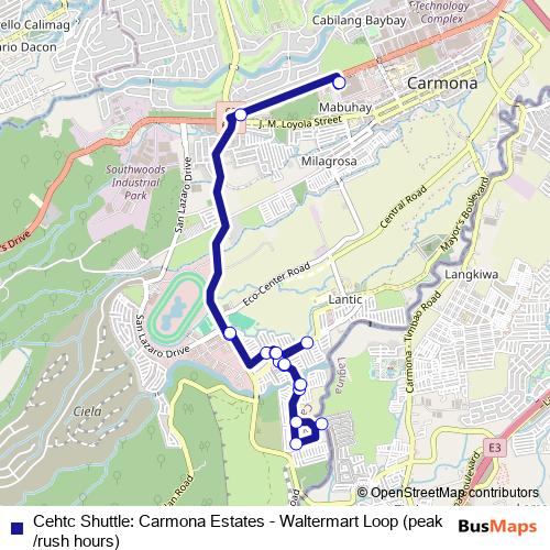 Cehtc Shuttle: Carmona Estates - Waltermart Loop (peak/rush hours) bus Line Map