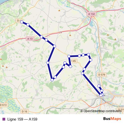 Ligne 159 bus Line Map