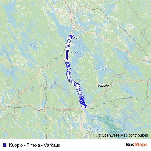 Kuopio - Timola - Varkaus bus Line Map
