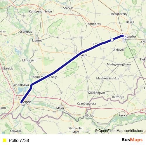 Pótló 7738 bus Line Map