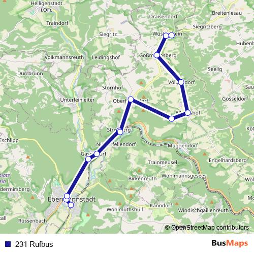 231 Rufbus bus Line Map