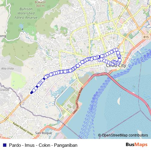 Pardo - Imus - Colon - Panganiban bus Line Map