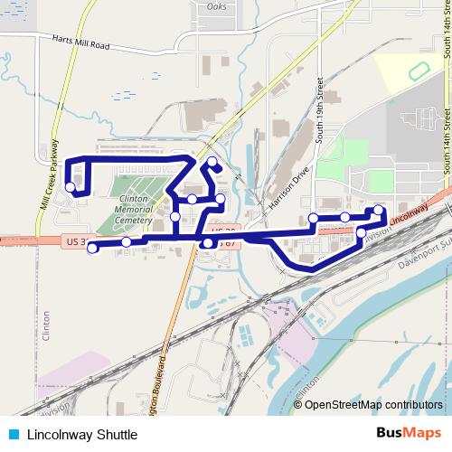 Lincolnway Shuttle bus Line Map