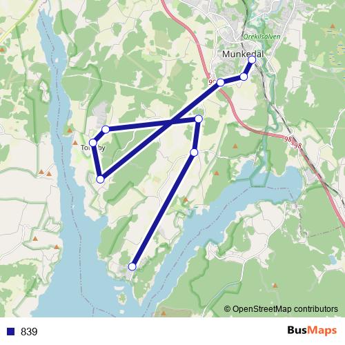 839 bus Line Map