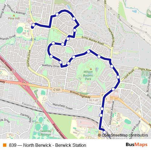 839 bus Line Map