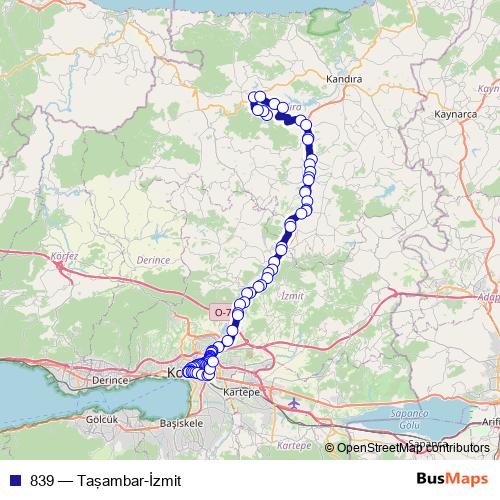 839 bus Line Map