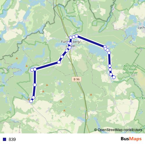 839 bus Line Map