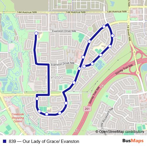 839 bus Line Map