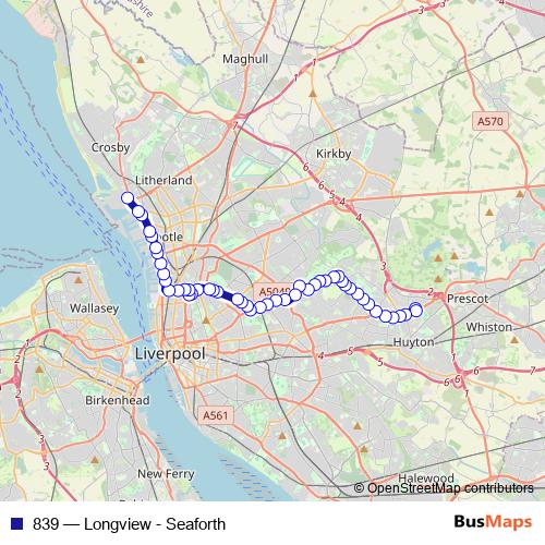 839 bus Line Map