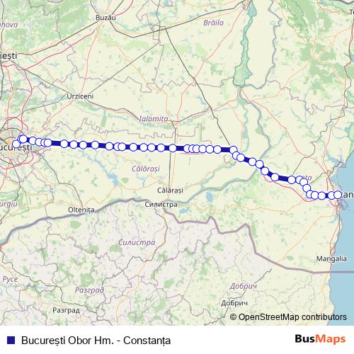 Bucureşti Obor Hm. - Constanţa rail Line Map