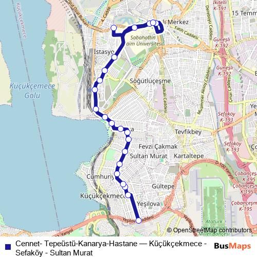 Cennet- Tepeüstü-Kanarya-Hastane bus Line Map
