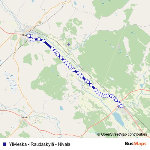 Ylivieska - Raudaskylä - Nivala bus Line Map