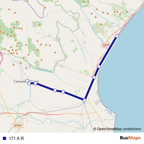 171 A R bus Line Map