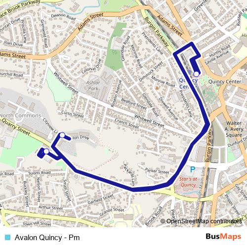 Avalon Quincy - Pm bus Line Map
