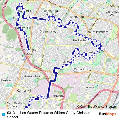 9313 bus Line Map