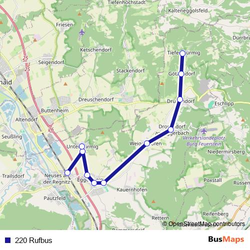 220 Rufbus bus Line Map