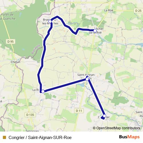 Congrier / Saint-Aignan-SUR-Roe bus Line Map
