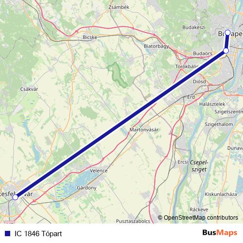 IC 1846 Tópart rail Line Map