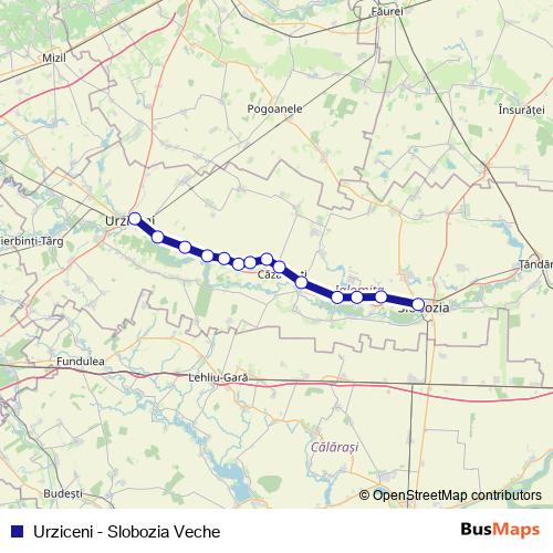 Urziceni - Slobozia Veche rail Line Map