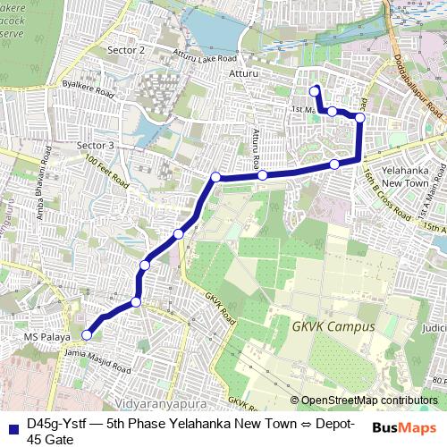 D45g-Ystf bus Line Map