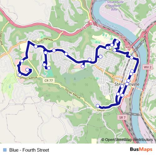 Blue - Fourth Street bus Line Map