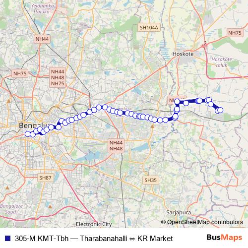 305-M KMT-Tbh bus Line Map