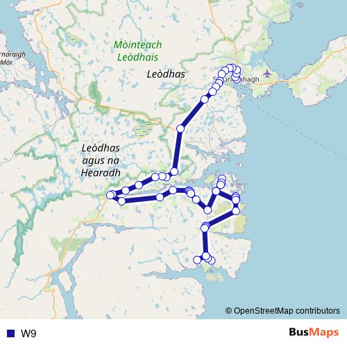 W9 bus Line Map