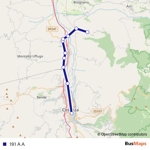 191 A A bus Line Map