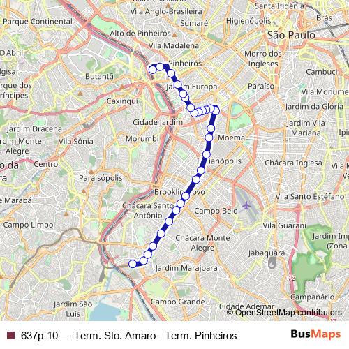 637p-10 bus Line Map
