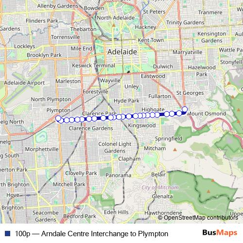 100p bus Line Map