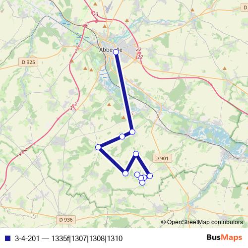 3-4-201 bus Line Map