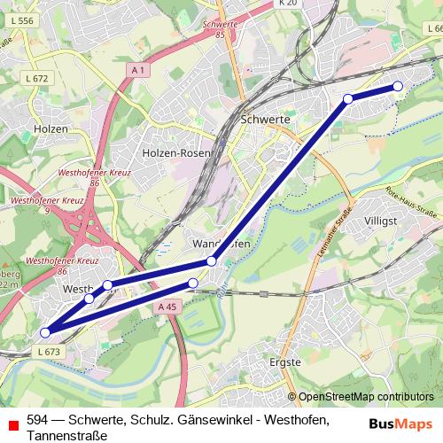 594 bus Line Map