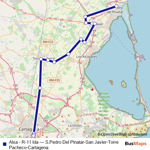 Alsa - R-11 Ida bus Line Map