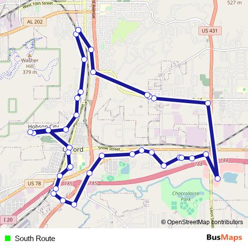 South Route bus Line Map
