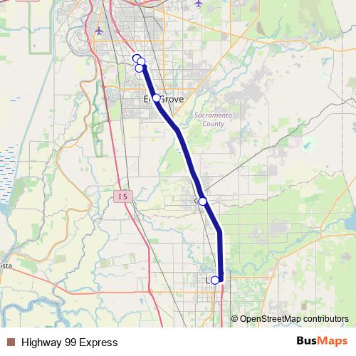 Highway 99 Express bus Line Map