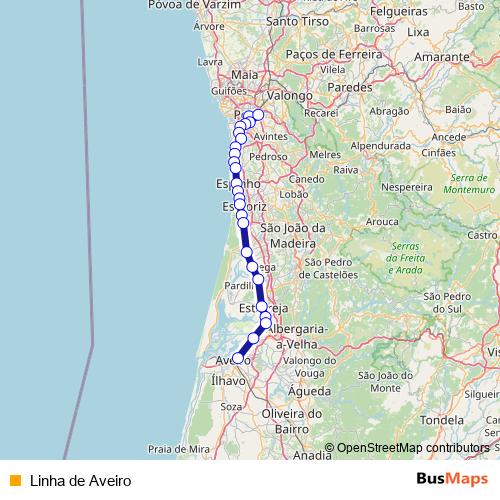 Linha de Aveiro rail Line Map