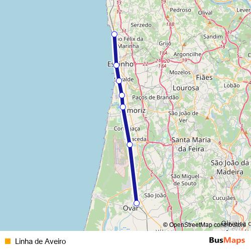 Linha de Aveiro rail Line Map