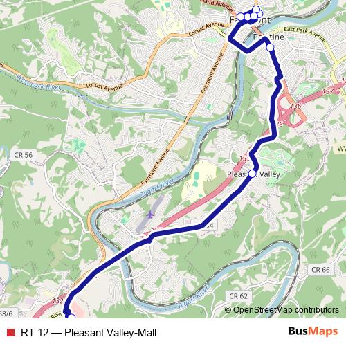 RT 12 bus Line Map