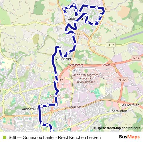 S66 bus Line Map