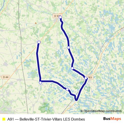 A91 bus Line Map