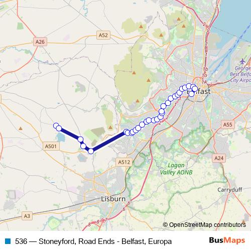 536 bus Line Map