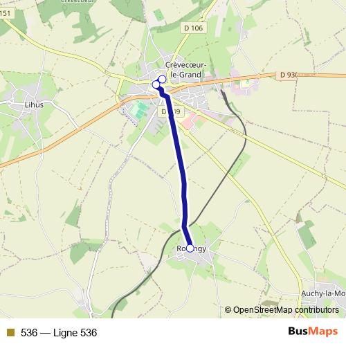 536 bus Line Map